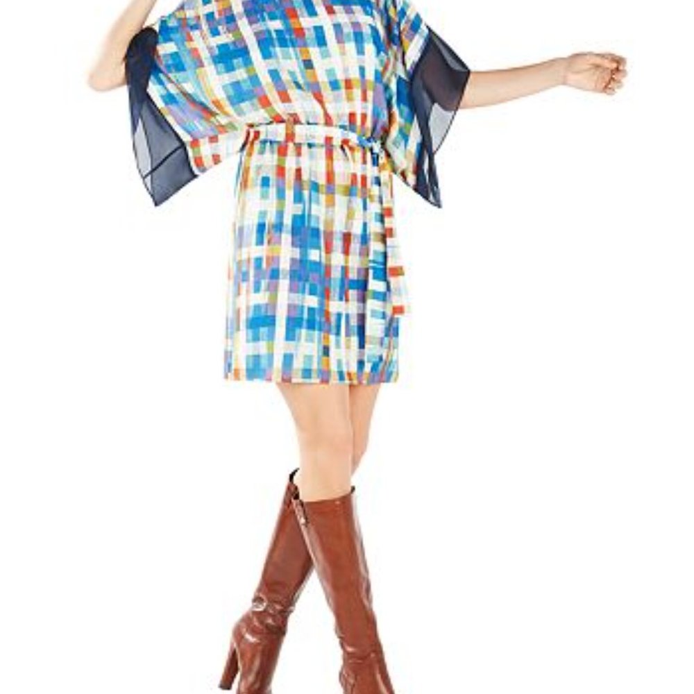 BCBG MaxAzria Lois Plaid Print Kimono dress, NWOT